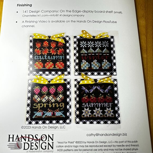 Hands On Design Mad For Plaid Seasons Cross Stitch Pattern Set NEW Decoration - Picture 2 of 4